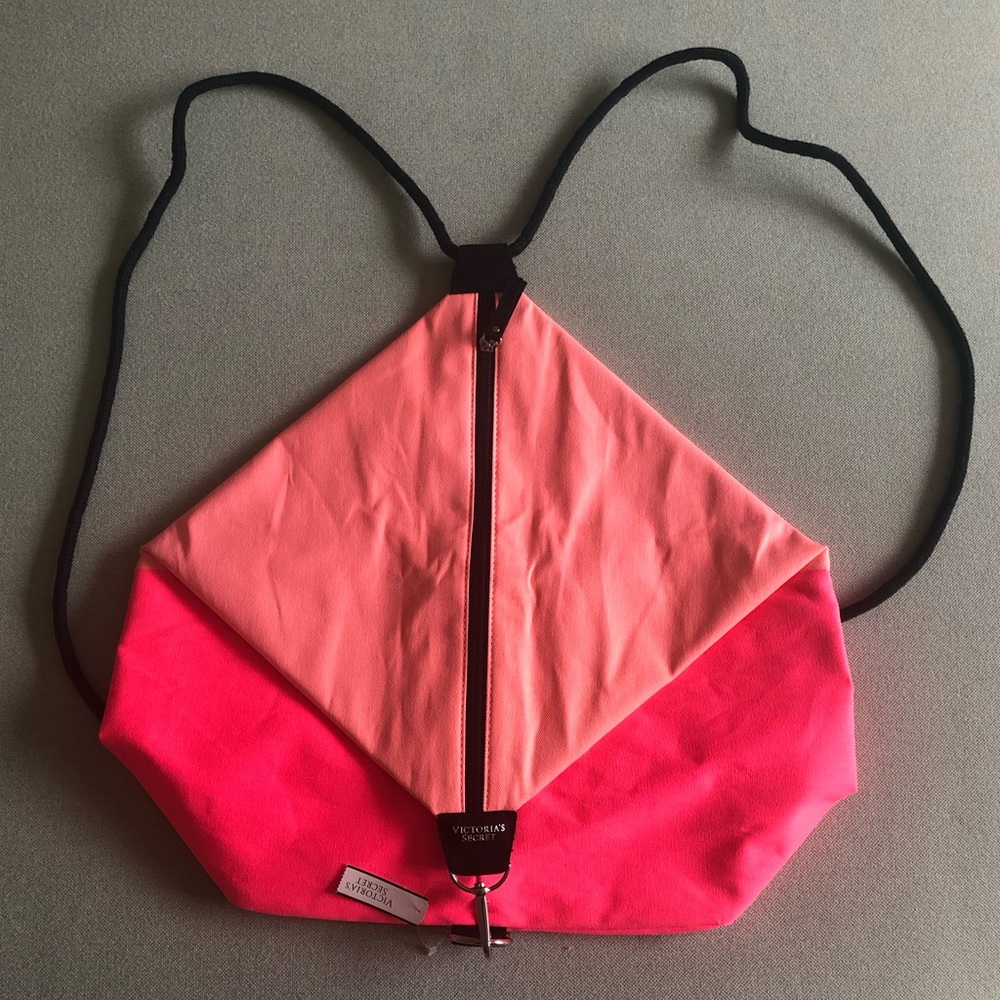 PINK Victoria’s Secret Neon Coral and Pink Expandable Adjustable Backpack